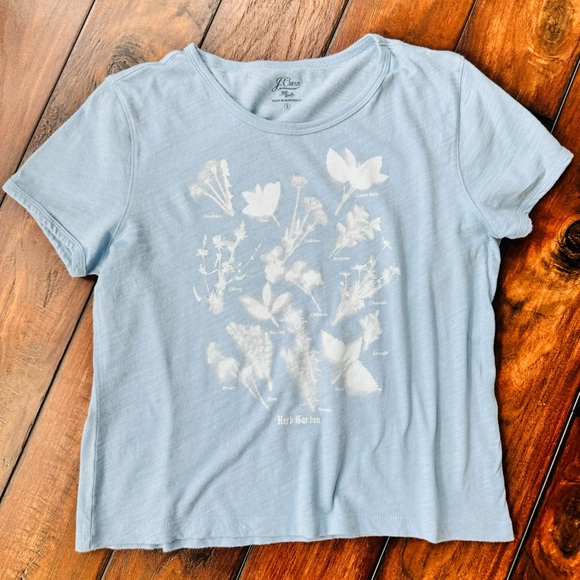 J. CREW Fitted Spring Garden Herb Tee Blue Mist - Picture 4 of 8